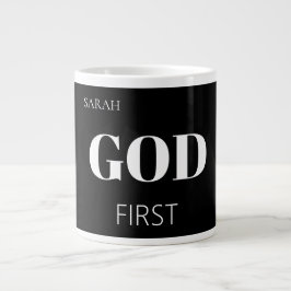 Moderne kühne schwarze Gott zuerst Glaubensspruch  Jumbo-Tasse