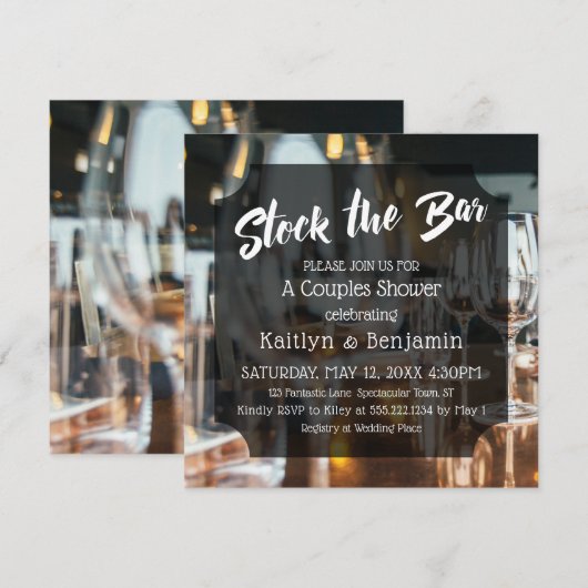 Moderne, kühne Stock die Bar Couples Dusche Einladung (Vorne/Hinten)