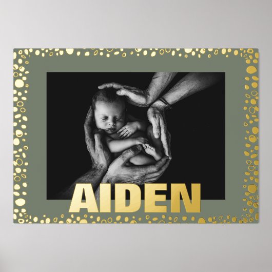 Moderne, kühne TEXT GOLD PEBBLES UND MOSS-Foto Foliendrucke (Vorderseite)