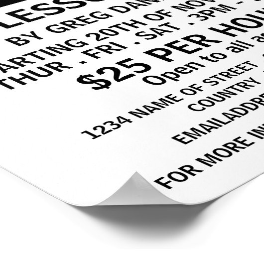 Moderne, kühne, trommelnde Werbung Poster (Ecke)