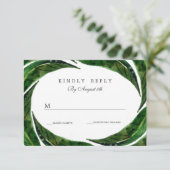 Moderne kühne tropische Blätter Hochzeit RSVP | Du Karte (Stehend Vorderseite)