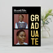 Moderne, kühne Typografy Graduation Party Folieneinladung (Stehend vorne)