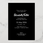 Moderne, kühne Typografy Graduation Party Folieneinladung (Rückseite)