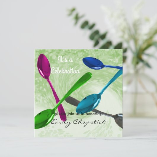 Moderne kulinarische Löffel feiern Einladung (Stehend Vorderseite)