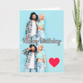 Moderne, kundenspezifische 2-Foto-Vorlage Happy Bi Karte (Vorderseite)