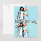 Moderne, kundenspezifische 2-Foto-Vorlage Happy Bi Postkarte (Vorne/Hinten)