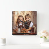 Moderne, kundenspezifische Foto Personalisierte Ma Quadratische Wanduhr (Zuhause)