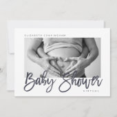 Moderne, kundenspezifische Foto Virtual Baby Dusch Einladung (Vorderseite)