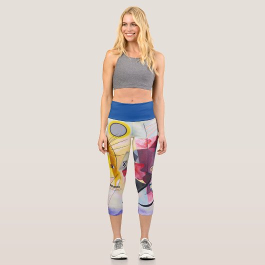 Moderne Kunst Abstrakt Kandinsky Gelb Rot Blau Capri Leggings (Vorderseite)