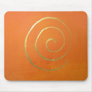 Moderne Kunst Abstrakte Orange- und Goldmalerei Mousepad