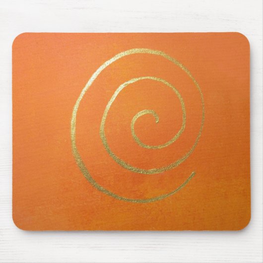 Moderne Kunst Abstrakte Orange- und Goldmalerei Mousepad (Vorne)