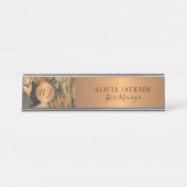 Moderne Kunst abstraktes Schwarz-Gold mit Monogram Schreibtischnamensplakette (Vorderseite )