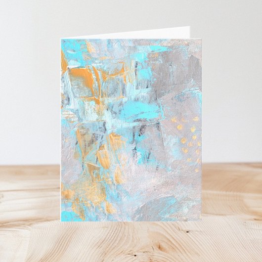 Moderne Kunst Aqua und Gold geflochtene leere Note