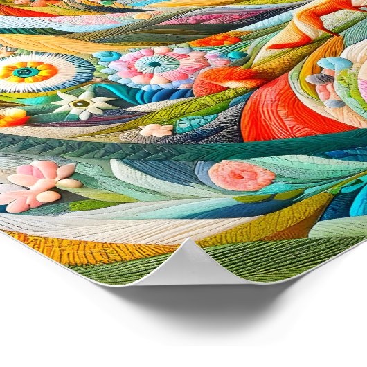 Moderne Kunst bestickt Look Spring Landschaft Poster (Ecke)