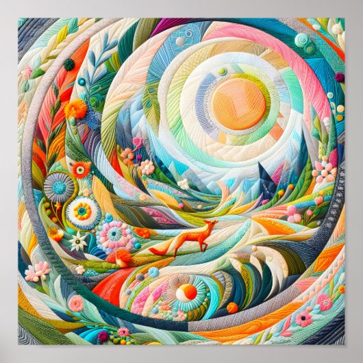 Moderne Kunst bestickt Look Spring Landschaft Poster (Vorne)