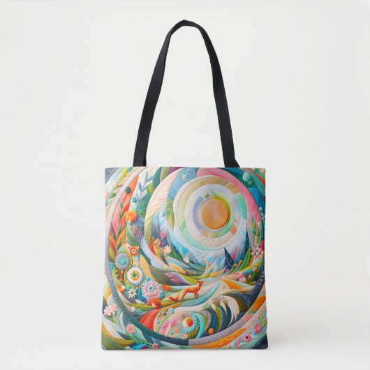 Moderne Kunst bestickt Look Spring Landschaft Tasche (Vorderseite)