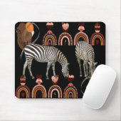 Moderne Kunst Boho Bohemische Tiere Rainbows Zebra Mousepad (Mit Mouse)