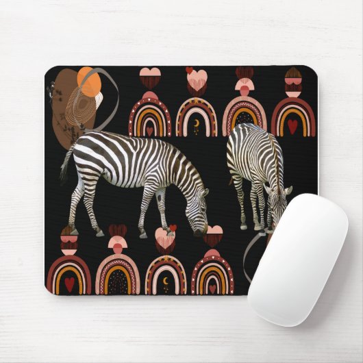 Moderne Kunst Boho Bohemische Tiere Rainbows Zebra Mousepad (Mit Mouse)