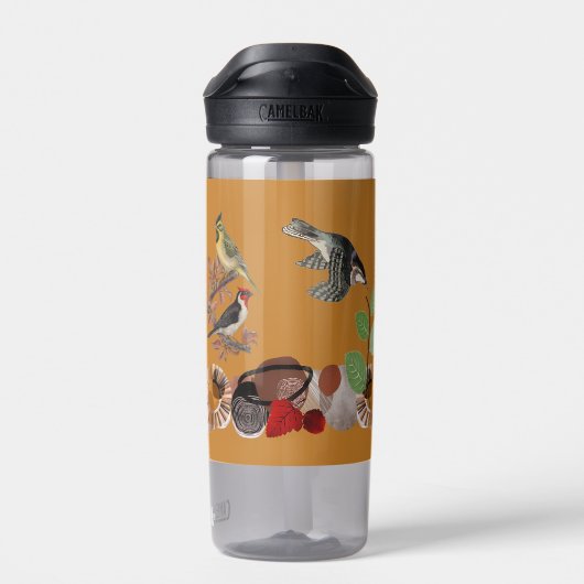 Moderne Kunst Boho Bohemische Vögel Natur Trinkflasche (Rückseite)
