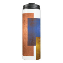 Moderne Kunst Braun Blau Gold Thermotasse Thermosbecher