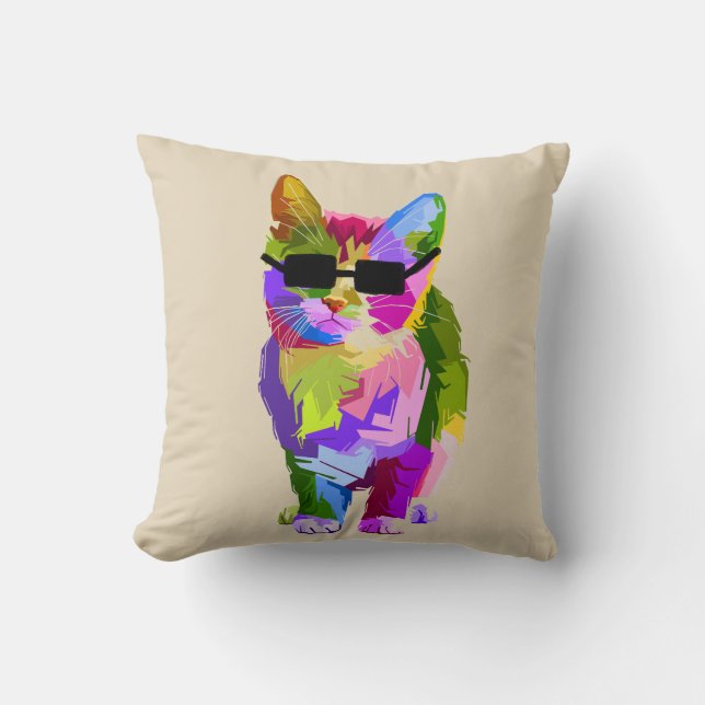 Moderne Kunst cooler Pop Kunstkitte Kissen (Vorderseite)