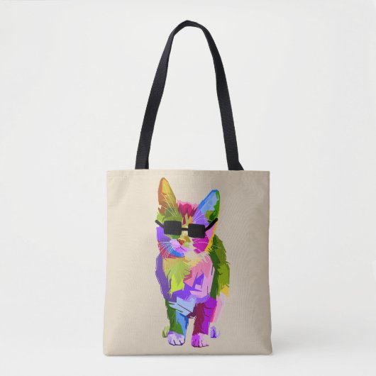 Moderne Kunst cooler Pop Kunstkitte Tasche (Vorderseite)