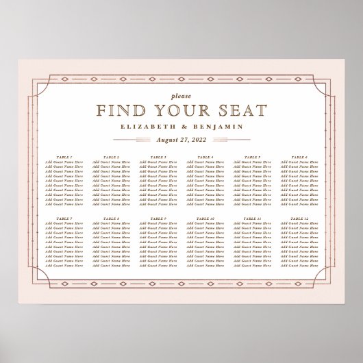 Moderne Kunst-Déco Rosa Rosengarten Hochzeitsfeier Poster (Vorne)