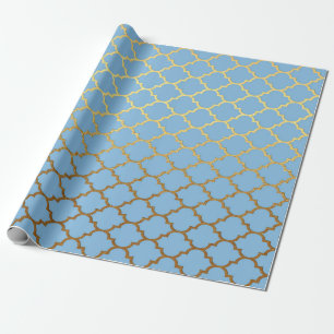 Moderne Kunst-Deko goldener blauer geometrischer Geschenkpapier