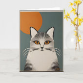 Moderne Kunst des Mittelalters Grau Kat Karte (Gelbe Blume)