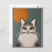 Moderne Kunst des Mittelalters Grau Kat Postkarte (Vorne/Hinten)