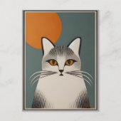 Moderne Kunst des Mittelalters Grau Kat Postkarte (Vorderseite)