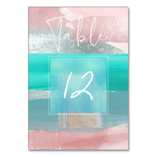 Moderne Kunst, Farbblock Nr. Blush+Blau Tischnummer