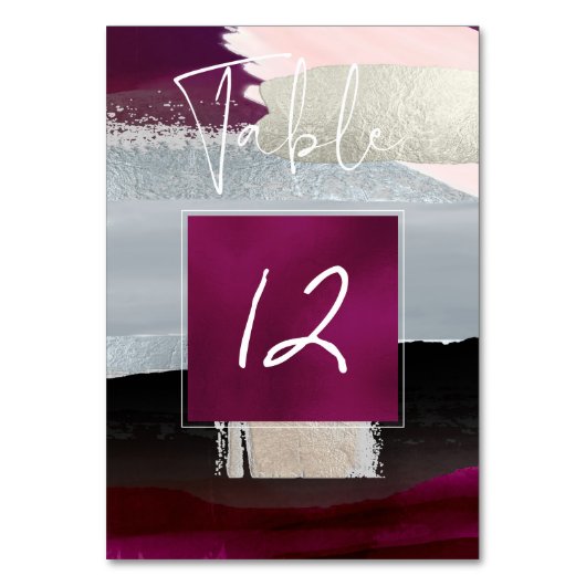 Moderne Kunst, Farbblock Nr. Blush+Burgundy Tischnummer (Vorderseite)