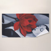 Moderne Kunst Frau mit roter Rose Badetuch Badehandtuch (Badehandtuch)
