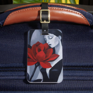 Moderne Kunst Frau mit roter Rose Gepäckanhänger