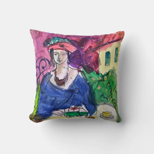 Moderne Kunst, Frau und Kaffee Kissen