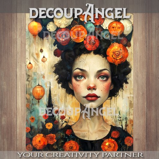 Moderne Kunst - Frauen und Blume - Entgegenkommen Seidenpapier