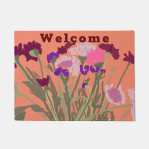 Moderne Kunst glücklich farbenfrohe Wildblumen Fußmatte