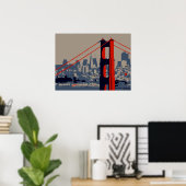 Moderne Kunst: Golden Gate Bridge und Skyline Poster (Heimbüro)