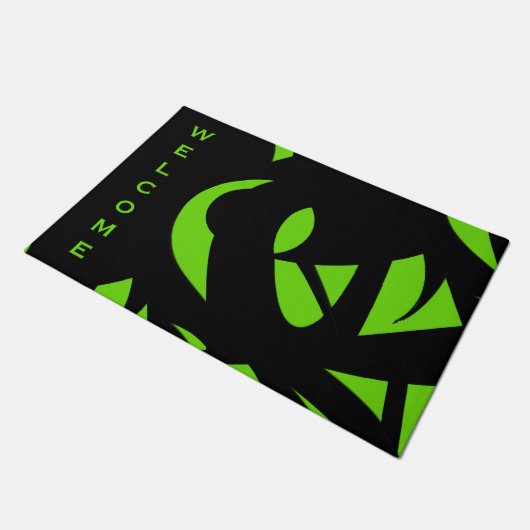 Moderne Kunst grün / schwarz Fußmatte (Schrägansicht)