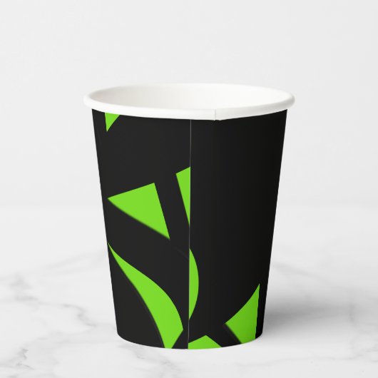 Moderne Kunst grün / schwarz Pappbecher (Rechts)