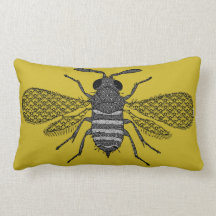 Moderne Kunst-Hummel-Bienen-Druck-Kissen - Senf