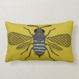 Moderne Kunst-Hummel-Bienen-Druck-Kissen - Senf Lendenkissen