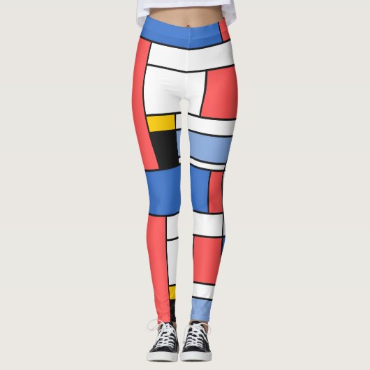 Moderne Kunst im Stil von Mondrian Leggings Design (Vorderseite)