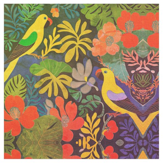 Moderne Kunst im Tropengarten Stoff (Nahaufnahme)