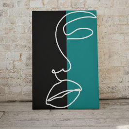 Moderne Kunst in Schwarz, Grün und Weiß Leinwanddruck