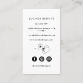 Moderne Kunst in Schwarz und Weiß mit Blumen Visitenkarte (Rückseite)