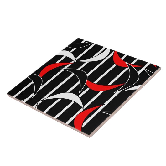Moderne Kunst in Schwarz, Weiß, Rot Fliese (Seite)
