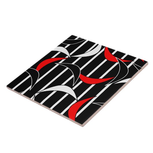 Moderne Kunst in Schwarz, Weiß, Rot Fliese (Seite)