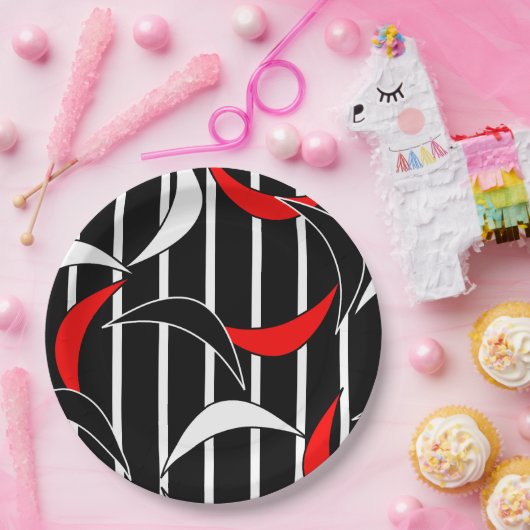 Moderne Kunst in Schwarz, Weiß, Rot Pappteller (Party)